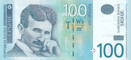 Serbie 100 Dinara - Nikola Tesla - 2013 - Série AL - P.57b