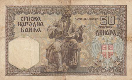 Serbie 50 Dinara 1941 - Jeune femme