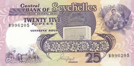 Seychelles 25 Rupees Espadons - Ferme - 1989 - Neuf - P.33 Série B