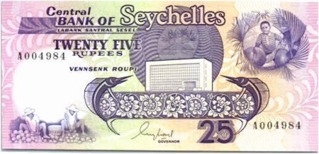 Seychelles 25 Rupees Espadons - Ferme - 1989 - Neuf - Série A.00