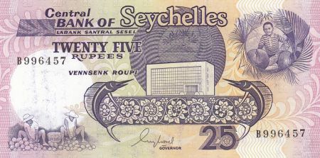 Seychelles 25 Rupees Espadons - Ferme - 1989 - P.Neuf
