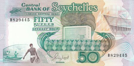Seychelles 50 Rupees Espadons, Pêcheurs - 1989 - Neuf - P.34