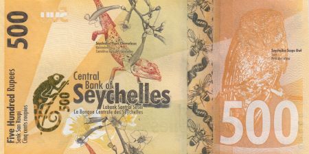 Seychelles 500 Rupees, Crécerelle - 2016 Type Hybride Papier et Polymer