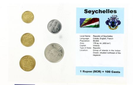 Seychelles Blister 5 monnaies SEYCHELLES (1 cent à 1 rupee)