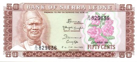 Sierra Leone 50 Cents 1984 - S. Stevens - Banque Centrale - Armoiries