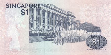 Singapour 1 Dollar 1976 Oiseau, vue de la ville