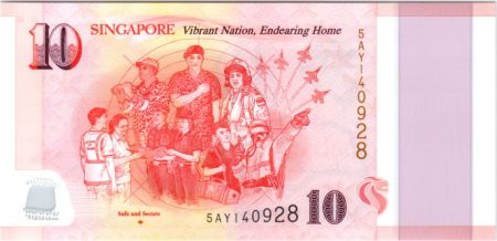Singapour 10 Dollars, E.Y. bin Ishak - 50 ans de l\'indépendance - Polymer - 2015