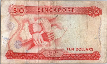 Singapour 10 Dollars  Orchidée - Mains - 1973