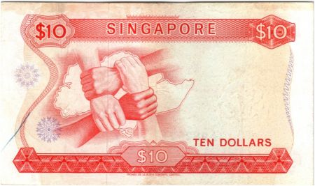 Singapour 10 Dollars Orchidée - Mains - 1967 Série A.41