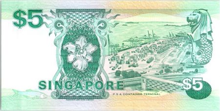 Singapour 5 Dollars  Bateaux - Port, Orchidée - ND (1997)