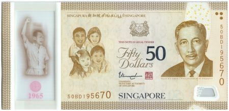 Singapour 50 Dollars E.Y. bin Ishak - 50 ans de l\'indépendance - 2015 Polymer