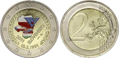 Slovaquie 2 Euros - Groupe de Visegrad - Colorisée - 2011