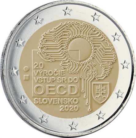Slovaquie 2 Euros Commémo. BU SLOVAQUIE 2020 (coincard) - 20 ans de l\'adhésion à l\'OCDE