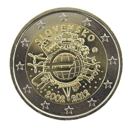 Slovaquie 2 Euros Commémo. SLOVAQUIE 2012 - 10 ans de l\'Euro