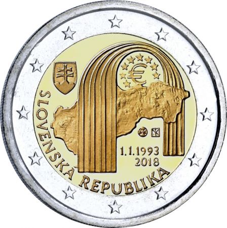 Slovaquie 2 Euros Commémo. SLOVAQUIE 2018 - 25 ans République Slovaque