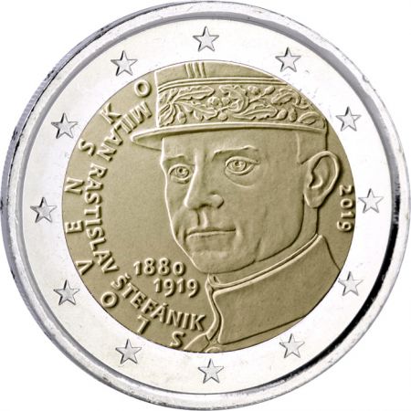 Slovaquie 2 Euros Commémo. SLOVAQUIE 2019 - 100 ans mort de Milan Rastislav tefánik