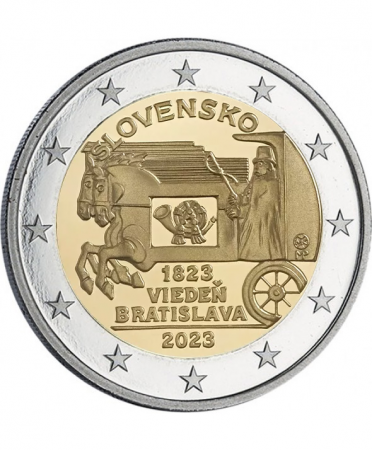 Slovaquie 200 ans de la poste à cheval entre Vienne et Bratislava - 2 Euros Commémo. UNC 2023