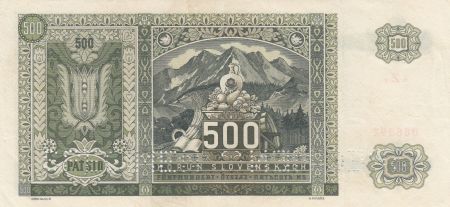 Slovaquie 500 Korun 1940 - Jeune homme, Montagne - Spécimen
