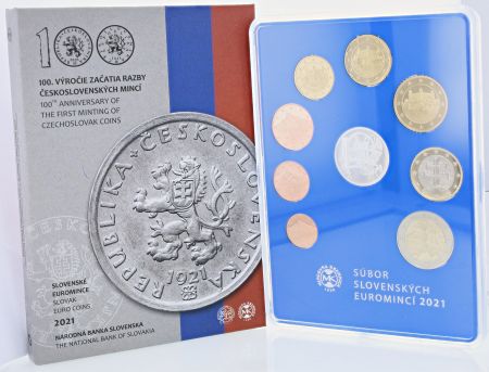Slovaquie Coffret BE Euro SLOAQUIE 2021 - 100 ans des premières pièces Tchécoslovaques