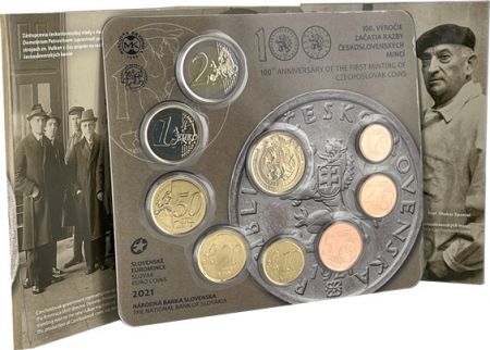 Slovaquie Coffret BU Euro SLOVAQUIE 2021 - 100 ans de la première frappe de la Monnaie Tchécoslovaque