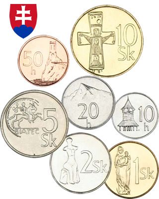 Slovaquie Série 7 pièces 0 10 à 10 Korun SLOVAQUIE (avant l\'euro)