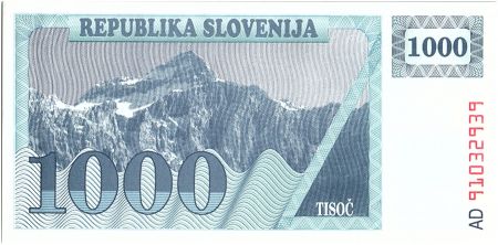 Slovénie 1000 Tolarjev, Montagne - 1991 - P.9 a - Neuf AD