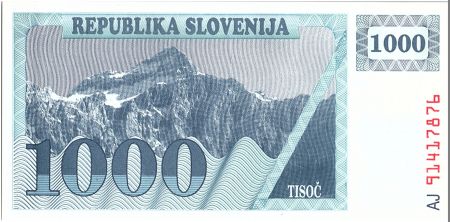 Slovénie 1000 Tolarjev, Montagne - 1991 - P.9 a - Neuf AJ