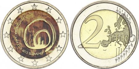 Slovénie 2 Euros - Grotte de Postojna - Colorisée - 2013