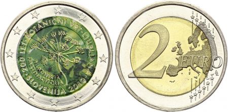 Slovénie 2 Euros - Jardin Botanique de Ljubljana - Colorisée - 2010