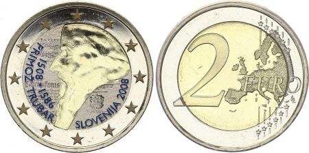 Slovénie 2 Euros - Primoz Trubar - Colorisée - 2008