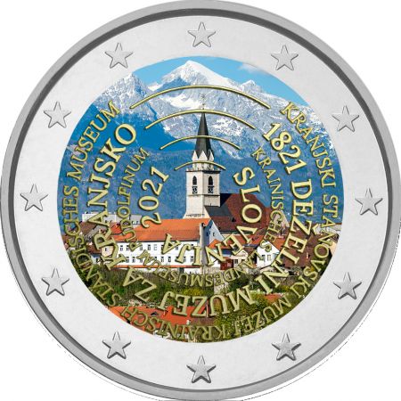 Slovénie 2 Euros Commémo. COULEUR SLOVENIE 2021 - 200 ans de la Fondation du 1er Musée de Slovénie