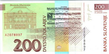 Slovénie 200 Tolarjev - Iacobus Gallus - Notes de musique - 2004