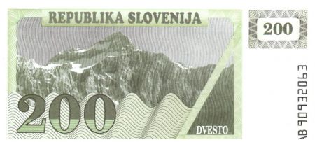 Slovénie 200 Tolarjev 1990 - Montagne