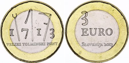 Slovénie 3 Euros - 300 ans de la Révolte paysanne de Tolmin - 2013 - Bimétallique