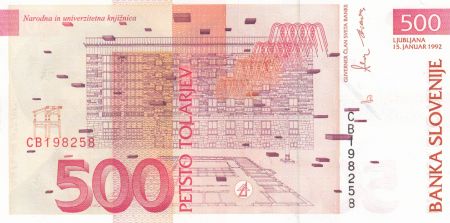 Slovénie 500Tolarjev - Joze Plecnik 1992 - Neuf