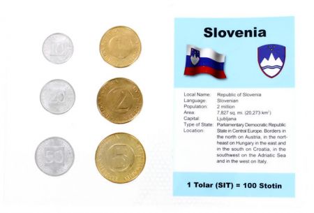 Slovénie Blister 6 monnaies SLOVENIE (10 stotin à 5 tolarjev)