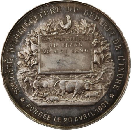 SOCIÉTÉ D\'AGRICULTURE DE L\'INDRE  MEDAILLE ARGENT 1896