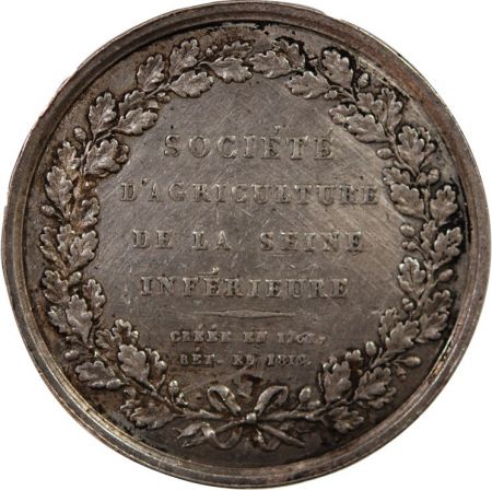 SOCIÉTÉ D\'AGRICULTURE DE LA SEINE INFÉRIEURE  JETON ARGENT 1819