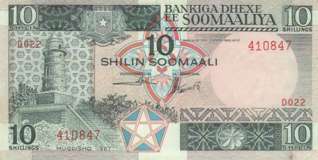 Somalie 10 Shillings 1987 - Zébus, travailleurs, bateau
