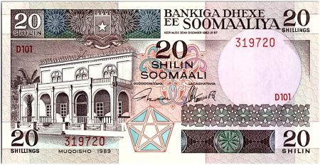 Somalie 20 Shillings - Banque central - Vaches -1989