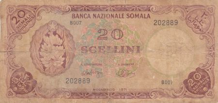 Somalie 20 Shillings 1971 - Bananes, imm. Bq. centrale