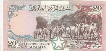 Somalie 20 Shillings 1983 - Bâtiment, vaches