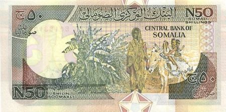 Somalie 50 N. Shillings, Homme tissant - enfants, âne - Neuf
