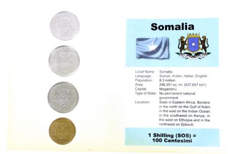 Somalie Blister 4 monnaies SOMALIE (5 à 100 shillings)