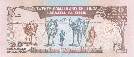 Somaliland 20 Shillings 1994 -  Grand Koudou, Caravanne et chameaux