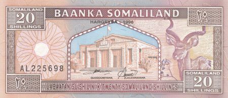 Somaliland 20 Shillings 1994 -  Grand Koudou, Caravanne et chameaux