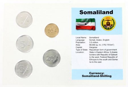 Somaliland Blister 5 monnaies SOMALILAND (1 à 20 shillings)