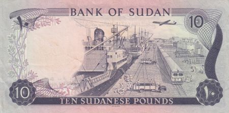 Soudan 10 Pounds 1977 - Bâtiment, Navires, Train, Avion, Port