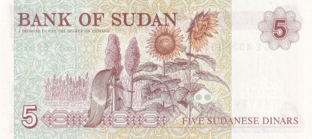 Soudan 5 Dinars - Palais du peuple - Plantations - 1993 - Série GE - P.51