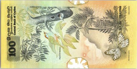 Sri-Lanka 100 Rupees 1979 - Oiseau, Serpent - papillon, flore